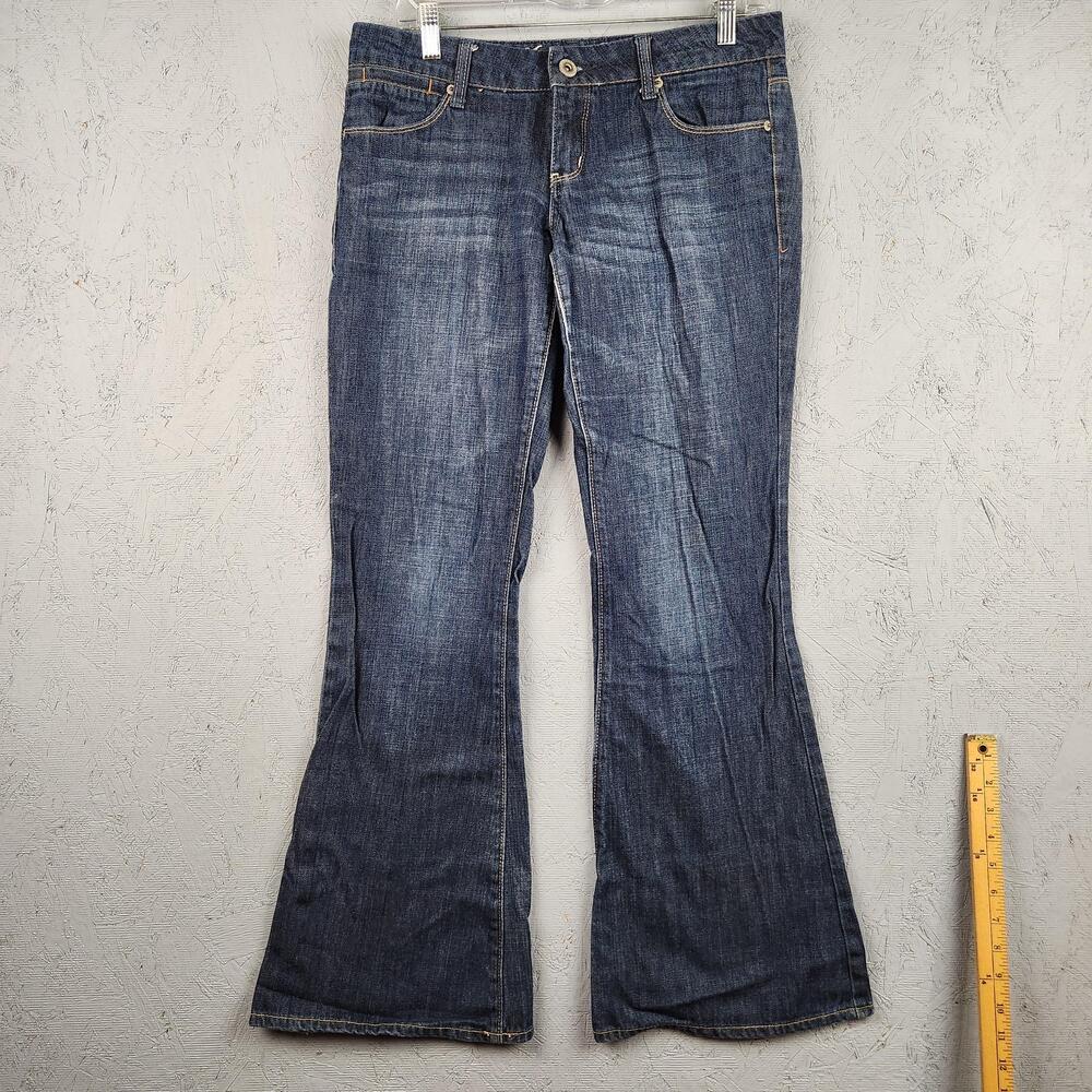 American Eagle Jeans Womens 6 Blue Real Flare Leg Stretch Bootcut Baggy Wide Leg